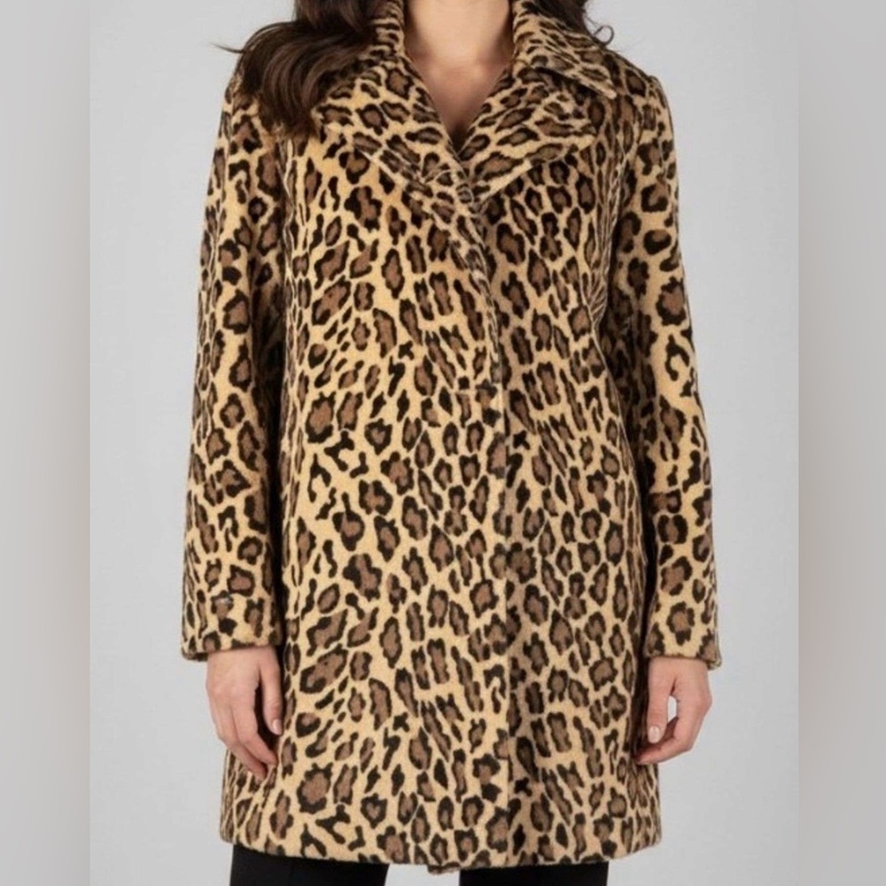 Vintage Moschino Cheap And Chic 90s Faux Fur Leopard Coat Made In Italy Size 4